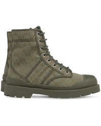 Gucci - Monogrammed Lace-Up Boots - Lyst