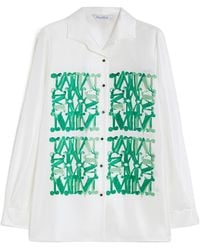 Max Mara - Logo Printed Collared Long-Sleeve Shirt - Lyst