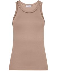 Brunello Cucinelli - Stretched Ribbed Jersey Top - Lyst