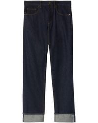 Burberry - Logo Patch Turn-Up Hem Jeans - Lyst