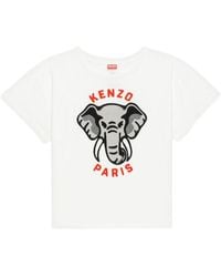 KENZO - Elephant-Embroidered Crewneck T-Shirt - Lyst
