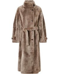 Brunello Cucinelli - Belted Shearling Coat - Lyst