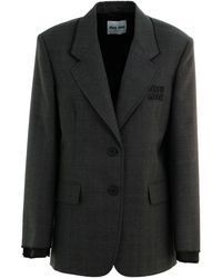 Miu Miu - Single-Breasted Prince Of Wales Checked Jacket - Lyst