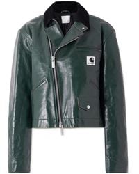 Sacai - X Carhartt Wip Zipped Leather Jacket - Lyst