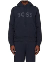 BOSS - Logo-Print Drawstring Hoodie - Lyst