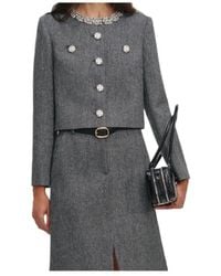 Self-Portrait - Herringbone Embellished Trim Jacket - Lyst