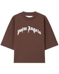 Palm Angels - Curved Logo Boxy T-Shirt - Lyst