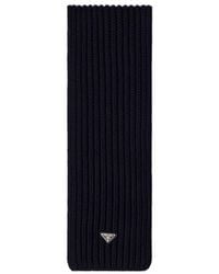 Prada - Triangle-Logo Wool Scarf - Lyst