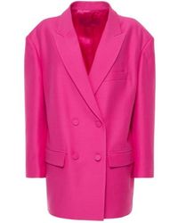 Valentino - Oversize Wool Silk Crepe Blazer - Lyst