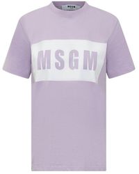 MSGM - Logo-Print Cotton T-Shirt - Lyst