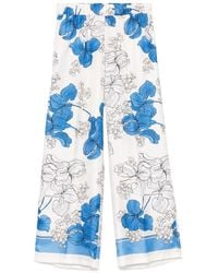 P.A.R.O.S.H. - Serenella Floral Print Wide-Leg Trousers - Lyst