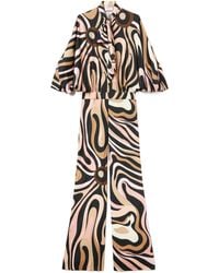 PUCCI - Pucci Scarf Detailed Marmo-Print Jumpsuit - Lyst