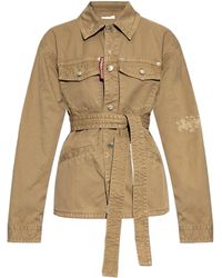 DSquared² - Button-Up Distressed Belted Overshirt - Lyst