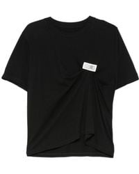 MM6 by Maison Margiela - Logo Patch Asymmetric T-Shirt - Lyst