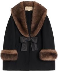 Valentino - Compact Drap Caban With Shearling - Lyst