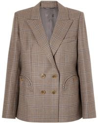 Blazé Milano - Saona Charmer Double-Breasted Checked Virgin Wool Blazer - Lyst