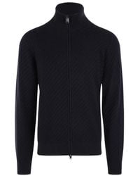 Brioni - Embossed-Finish Zip-Up Jumper - Lyst