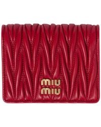 Miu Miu - Logo-Lettering Matelassé Bi-Fold Wallet - Lyst
