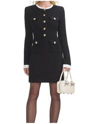Self-Portrait - Knitted Contrast Collar Mini Dress - Lyst