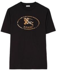 Burberry - Check Ekd Embroidered T-Shirt - Lyst