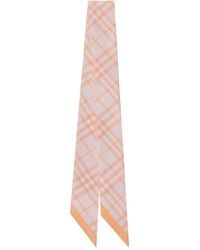 Burberry - Skinny Contrast Check Silk Scarf - Lyst
