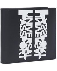 Burberry - Slogan-Print Leather Bi-Fold Wallet - Lyst