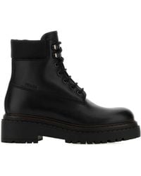 Prada - Leather Re-Nylon-Trim Boots - Lyst