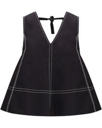 Ganni - A-Line V-Neck Sleeveless Top - Lyst