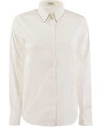 Brunello Cucinelli - Shirt With Pointed Collar And Monil Detail On The Collar - Lyst