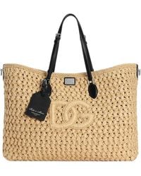 Dolce & Gabbana - Dg Logo Raffia-Effect Tote Bag - Lyst