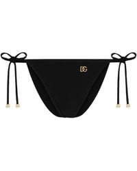 Dolce & Gabbana - Logo-Plaque Side-Tie Bikini Bottom - Lyst