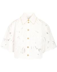 Zimmermann - Mahon Embroidered Crop Shirt - Lyst