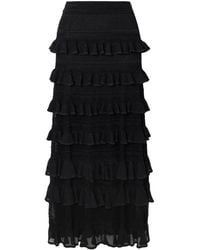 Zimmermann - Luna Ruffled Crocheted Midi Skirt - Lyst