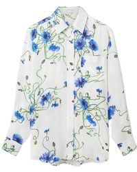 Stella McCartney - Floral Print Hammered Overshirt - Lyst