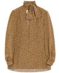 Valentino - Crepe De Chine Shirt With Fauve Eclat Micromacula Print - Lyst