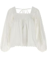 FARM Rio - Smocked Sleeve Cotton Top - Lyst