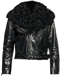 McQueen - Shearling Leather Biker Jacket - Lyst