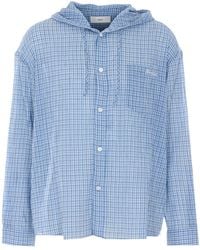 DUNST - Hooded Check Shirt - Lyst
