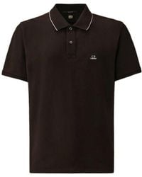 C.P. Company - Stretch Piquet Short Sleeve Striped Collar Polo Shirt - Lyst