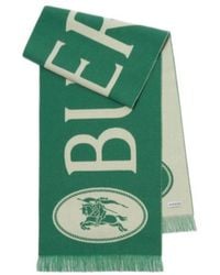 Burberry - Logo Jacquard Fringed Scarf - Lyst