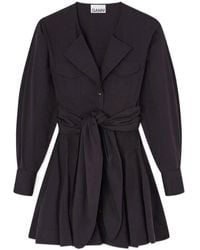 Ganni - Crochet-Trim Knitted Dress - Lyst