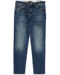 BOSS - Boss Logo Patch Faded Jeans - Lyst
