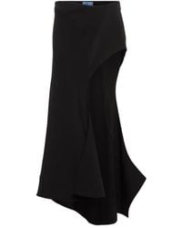 Mugler - Asymmetric Jersey Midi Skirt - Lyst