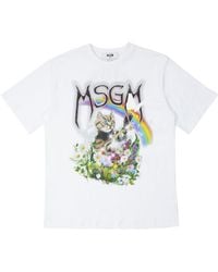 MSGM - Printed Short-Sleeved T-Shirt - Lyst