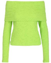 MSGM - Embossed Off-Shoulder Long Sleeved Top - Lyst