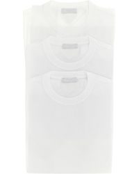 Prada - Logo-Patch Crewneck Three-Pack T-Shirts - Lyst