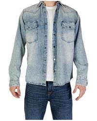 BOSS - Press-Stud Denim Shirt - Lyst