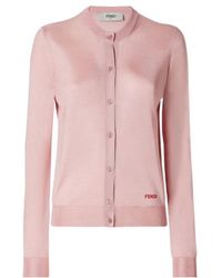 Fendi - Logo Embroidered Crewneck Buttoned Cardigan - Lyst