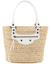 BALENCIAGA Le Cagole raffia bag cityシティ Balenciaga Le Cagole Raffia Basket Bag in White | Lyst
