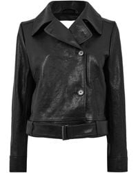 Magda Butrym - Collared Cropped Leather Jacket - Lyst